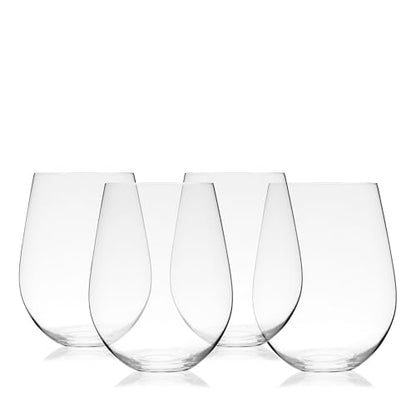 True Vino Stemless Wine Glasses Set, Modern Drinking Glasses for Red and White Wines, Cocktails, Beverages, Wedding Gifts, Housewarming, Birthday, Elegant Glassware, Home Bar, 21 oz, Set of 4 - size: Set of 4, style: Grand Cru