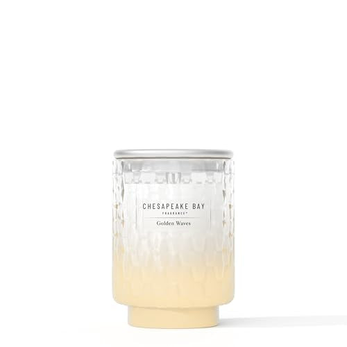 Chesapeake Bay, 8oz Golden Waves Scented Candle, Mood Evoking Fragrance, Textured Sea Glass-Inspired Jar, Premium Soy Blend Wax with Essential Oils, Coastal Fragrance for Home Décor or Gifting - color: Golden Waves, size: 8oz