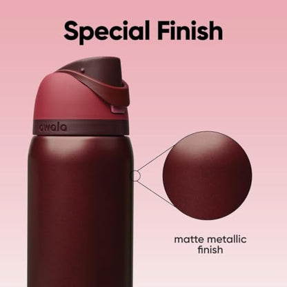Owala FreeSip Stainless Steel Water Bottle 32 oz Black Cherry - color: Black Cherry, size: 32 Ounces