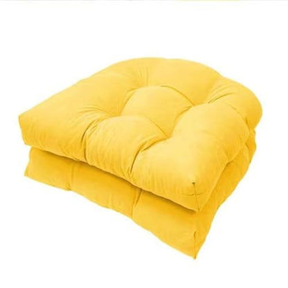 2 Pack Patio Chair Cushion 19x19x3 Inch Indoor & Outdoor Chair Cushions Waterproof Seat Cushion for Patio Furniture Tieless Anti-Slip Tufted Chair Cushion(Bright Yellow) - color: Bright Yellow