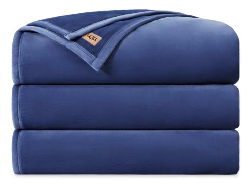 UGG Coco King Bed Blanket, Ultra Soft Fleece Blanket, 110" x 92", Blue | Fits King and California King Beds, Guest Room and Bedroom Use, All-Season Comfort, Gifts for Women and Men, Apartment Living - color: Blue, size: King