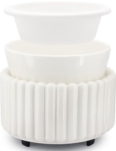 VICTORIA AROMA Ceramic Wax Melt Warmer with 1 pc Silicone Dish Candle Warmer for Scented Wax Electric Fragrance Burner for Home, Office, Bedroom - Gift & Décor - color: White With Silicone Dish