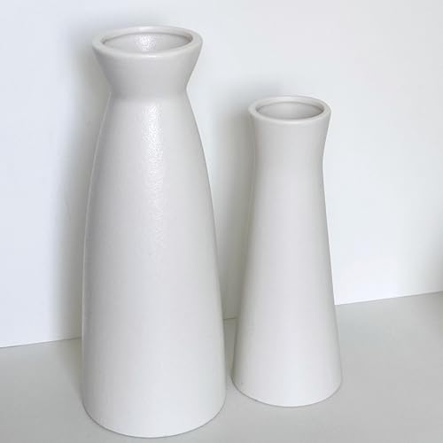 White Ceramic Vase Set of 3,Modern Boho Flowers Vases for Home Decor,Farmhouse,Shelves,Entryway Table Decor,Bathroom,Livingroom Decoration Gifts