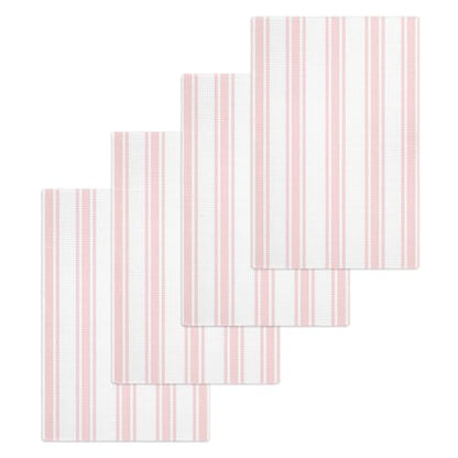 Pink Striped Hand Towels Set, Waffle Weave Kitchen Towels 4 Pieces, Farmhouse Aesthetic Modern Stripes Microfiber Hair Face Bath Tea Towel Absorbent Quick Drying Cleaning Dish Cloths, 15.7"x23.6" - color: Pink, White, Blush, size: 4PCS,15.7"x23.6"