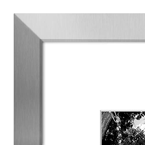 Americanflat 11x14 Picture Frame - Matted to 5x7 - Engineered Wood - Silver | Shatter-resistant glass, hangs vertical or horizontal, sawtooth hangers included, use with or without mat - color: Silver