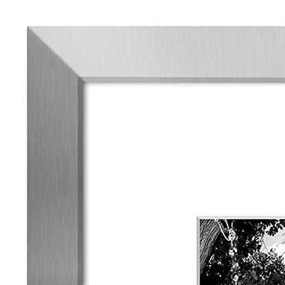 Americanflat 11x14 Picture Frame - Matted to 5x7 - Engineered Wood - Silver | Shatter-resistant glass, hangs vertical or horizontal, sawtooth hangers included, use with or without mat - color: Silver