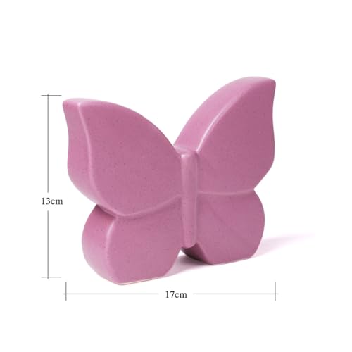 Butterfly Statue Decor Animal Figurine Modern Home Decor 6.7 Inch | Purple Ceramic Minimalist Sculpture Handicraft Gift Table Centerpiece Art for Living Room Bedroom Office
