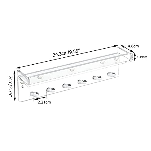 YUEHUA Magnetic Key Holder for Refrigerator, Acrylic Wall Mounted Key Rack with Mail Organizer for Home, Adhesive Key & Mail Holder Hanger - 6 Hooks (Clear)