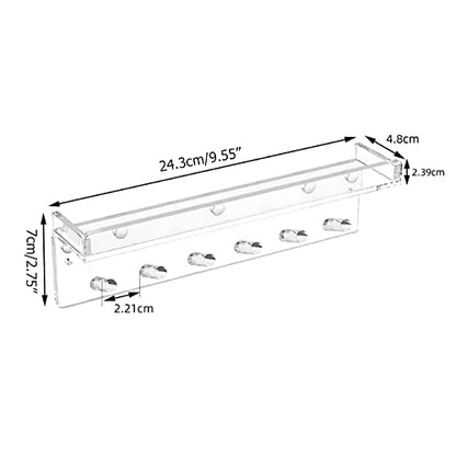 YUEHUA Magnetic Key Holder for Refrigerator, Acrylic Wall Mounted Key Rack with Mail Organizer for Home, Adhesive Key & Mail Holder Hanger - 6 Hooks (Clear)