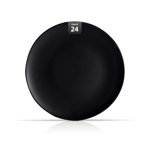 Stoneware Coupe Shape Heavy-duty Plate 9" Matte Black, Case of 24 - color: Matte Black, size: Plate 9"