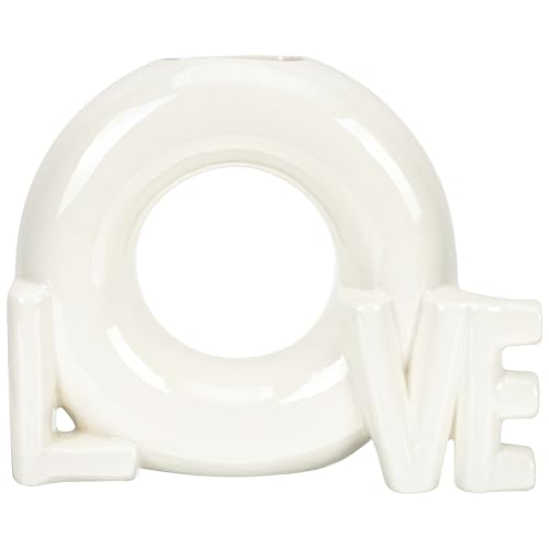Love Shaped Ceramic Flower Vase, Glossy Donut Design, Creative Home Décor for Valentine’s Day, Dried Flower Arrangement Container, Simple Aesthetic Vase for Living Room and Office