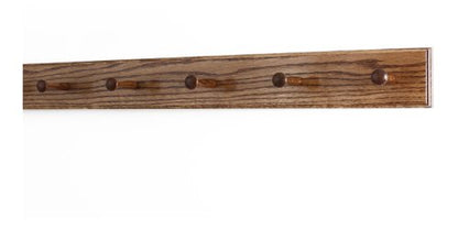 Solid Oak Shaker Peg Rack Made in The USA - Chestnut Stain 29 x 3.5 Inches with 5 Pegs - color: Chestnut, size: 29" x 3.5" with 5 pegs