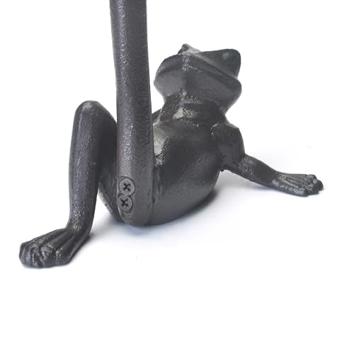Cast Iron Frog Frog Leg Paper Towel Holder, Stable & Durable, Cute Funny Animal Vintage Metal Roll Tissue Standing Countertop for Kitchen（Black）