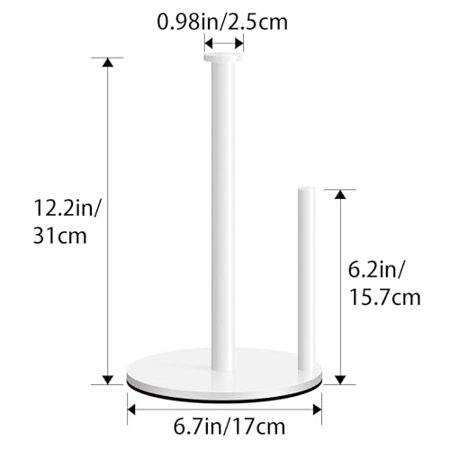 Paper Towel Holder Countertop, OBODING, White Kitchen Paper Towel Holder Stand for Kitchen and Bathroom Organization, Stainless Steel Paper Towel Holders for Standard and Large Rolls (White) - color: White