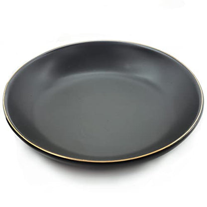 HANKOR 4.75" Ceramic Jewelry Tray, Small Ring Dish Holder Trinket Tray, Catch All Trays for Ring Earring Necklace Key, Christmas Gifts for Women Girls, Black - color: Black