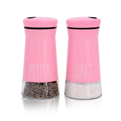 Pink Salt and Pepper Shakers with Adjustable Pour Holes, Refillable Salt Shaker by Aelga, Ideal for Himalayan, Kosher, Black and White Pepper, Pink Kitchen Accessories - color: Pink