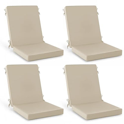 Summsun Outdoor Dining Chair Cushions 4-Pack, 20 x 20 Inch, Cream | High Back, High-Resilience Foam, Non-Slip Bottom, Water Resistant, Removable Cover, Tie Straps, Fit for Adirondack, Rocker - color: Cream