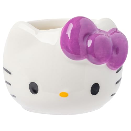 Silver Buffalo Sanrio Hello Kitty Sugar Bows, 3D Mini Cup Set, 4pk, 3.5oz | Different Color, Pack, Ceramic, Sculpted, Perfect for Cream or Milk, 0.1 Liters - color: Hello Kitty Without Handle