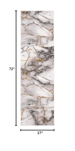 SAFAVIEH Craft Collection Runner Rug - 2'3" x 6', Grey & Gold, Modern Abstract Design, Non-Shedding & Easy Care, Ideal for High Traffic Areas in Living Room, Bedroom (CFT877F) - color: Grey/Gold, size: 2'3" x 6' (Runner)