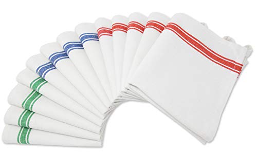 Aunti Em's Kitchen Dish Towels Set (13 Pack) for Kitchen Decor Super Absorbent 100% Natural Cotton Zero-Lint - 25.5 x 15.5 Inch (13-Pack Red, Green & Blue Stripes) - color: 13-pack Red, Green & Blue Stripes