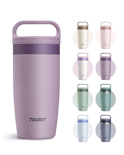 TOURIT Travel Coffee Mug 16 oz,Leakproof 2-Part Lid Tumbler,Smoky Purple | Leakproof Coffee Tumbler Cup,Insulated Stainless Steel Travel Mug, Dishwasher Safe Reusable Water Bottle, BPA-Free Coffee Mug - color: Smoky purple