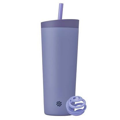 BlenderBottle Tumbler 2-in-1 Stainless Steel Shaker Bottle 24 oz, Moon Mist | Leak-Proof with Straw Removed | Blenderball Whisk Technology | Sip or Chug Spout | Protein | Greens | Hydration - color: Moon Mist, size: 24 Ounces