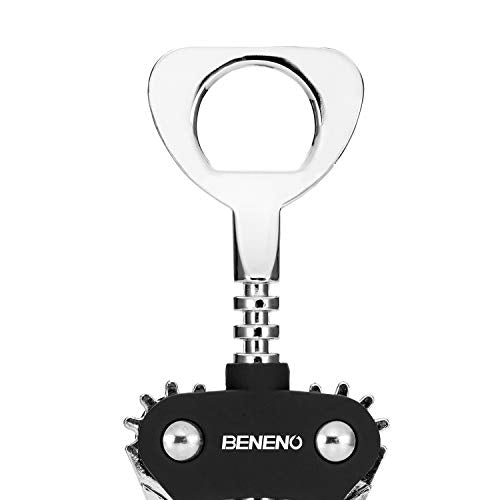 Beneno Wine Opener, Premium Wing Corkscrew Wine Bottle Opener, Black | Durable Solid Zinc Alloy Body, Precise Sharp-Edged Screw, Ergonomic Non-Slip Grip Wing Handle, Multifunctional Bottle Openers - color: Black