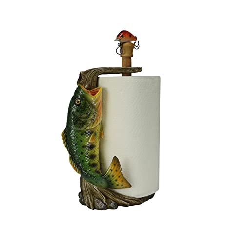 Rivers Edge Products Paper Towel Holder, Paper Towel Holder Countertop with Largemouth Bass, Kitchen Stand, Hand-Painted Poly-Resin, Wood, Weighted Base, Fits Standard 11-Inch Rolls, 16 Inch, 1 Count - color: Deer