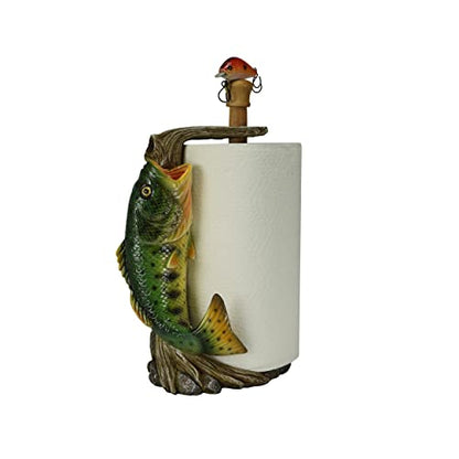 Rivers Edge Products Paper Towel Holder, Paper Towel Holder Countertop with Largemouth Bass, Kitchen Stand, Hand-Painted Poly-Resin, Wood, Weighted Base, Fits Standard 11-Inch Rolls, 16 Inch, 1 Count - color: Deer
