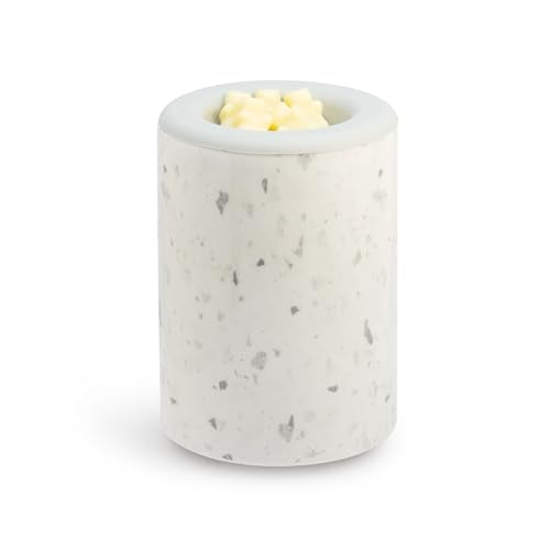 Happy Wax White Terrazzo Mod Wax Melt Warmer with 3, 6, and 9 Hour Timer for Scented Wax Melts, Tarts & Cubes - Electric, Ceramic Wax Melter with Removable No Mess Silicone Wax Dish - color: White Terrazzo