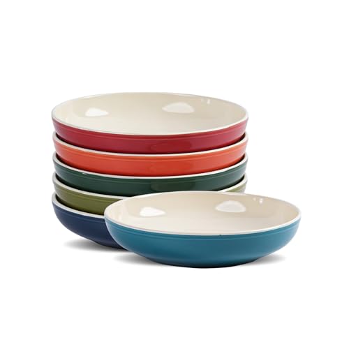 8" Dinner Bowls Set of 6, 32oz Ceramic Serving Bowls for Kitchen, Dishwasher & Microwave Safe for Ramen, Salad, Pasta, Oatmeal, Fruit, Mixed 6 Colors - color: Mixed color, size: 8"(32oz)