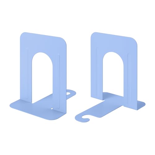 Honagu Bookends, Metal Book Ends, Bookends for Shelves, Book Holder Stopper for Heavy Books/CDs/DVDs ((1 Pair/2 Pieces, Macaron Blue) - color: Macaron Blue