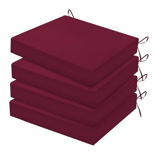 HARBOREST Outdoor Chair Cushions Set of 4, Water Resistant Patio Chair Cushions with Ties, Square Corner Outdoor Seat Cushions for Patio Furniture, 18.5"x16"x3", Burgundy - color: Burgundy, size: 18.5"x16"x3" (4 Pack)