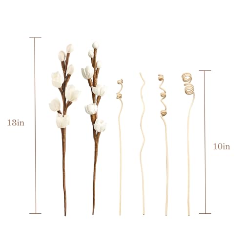 Reed Diffuser Sticks, Flower Sticks Set,White Rose Wood Flower, Reed Diffuser for Home, for Bedroom, Office Bathroom Shelf Decor