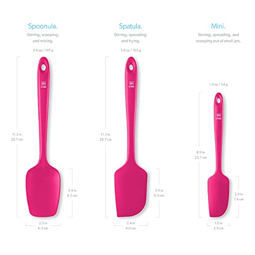 DI ORO Silicone Spatula Set - 600F Heat Resistant, 3-Pc Magenta | Rubber scraper won't scratch nonstick pans; For baking, cooking, mixing, and frosting; BPA-free and dishwasher safe - color: Magenta