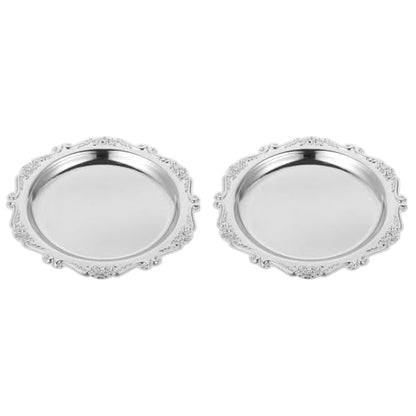 Luxshiny 2 Pcs Elegant Iron Serving Tray Decorative Dessert Serving Platter for Snacks Fruit Jewelry Display Party Wedding Home Table Decor