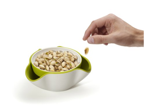 Joseph Joseph DDWG010GB Double Dish Pistachio Bowl and Snack Serving Bowl, Green/White - color: Green/White
