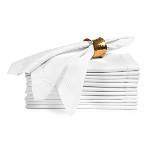 Ramanta Home White Polyester Cloth Napkins Set of 12-18x18 Inches | Polyester Blend Washable Dinner Napkins for Everyday Use - color: 4 White, size: 20" x 20" (Set of 12)