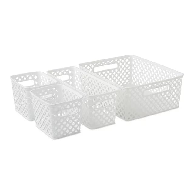 SEDLAV 8-Piece Decorative Basket Set in White - Stylish Storage Solution for Home Organization