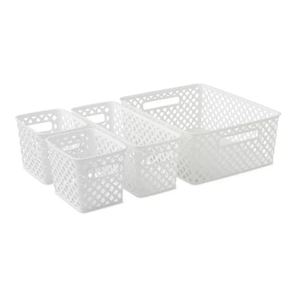 SEDLAV 8-Piece Decorative Basket Set in White - Stylish Storage Solution for Home Organization