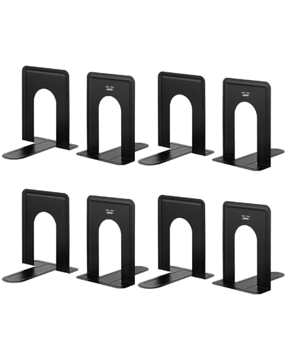 Mr. Pen- Book Ends, 8 Pack, Black, Heavy Duty Metal Bookends for Shelves | Book Holders for Shelves, Metal Bookends - color: Black, size: 8 Pack