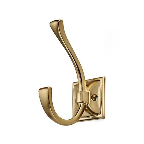 Vintage Wall Hooks,5 Pack Coat Hooks Hardware Towel Hooks for Hanging Coats Brushed Gold Robe Hooks Wall Mounted with Screws for Key, Towel, Bags, Cup. - color: Brushed Gold