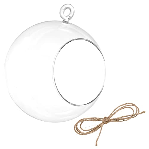 PATIKIL Round Globe Terrarium Air Plant Planter, 4 Inch High Borosilicate Glass Hanging Decorations for Succulent, Tillandsia, Clear - size: 4 Inch