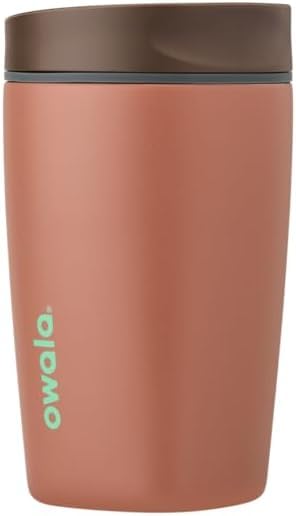 Owala SmoothSip Slider Insulated Stainless Steel Coffee Tumbler, Reusable Iced Coffee Cup, Hot Coffee Travel Mug, BPA Free 12 oz, Grey/Brown (Cozy Cocoa) (Pack of 8) - color: Cozy Cocoa, size: 12 Ounces (Pack of 8), style: No Handle