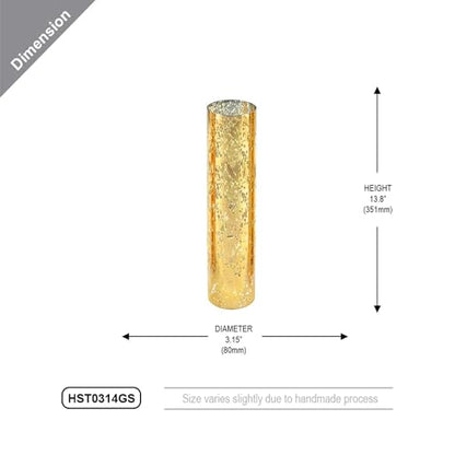 WGVI Hurricane Candle Holder Sleeve, W: 3", Ht: 14", Gold Speckled Glass Cylinder Open Both Ends, Chimney Tube Shade, 2 Pieces - color: Gold Speckle, size: 3x14"H