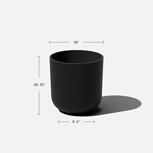 Veradek Round Black Plastic Planter Pots for Indoor/Outdoor Garden Use, with Drainage Holes, Suitable for Small to Large Succulent Plants, Flowers, Modern Interior Plants | Made From a Durable Plastic-Stone Composite With Pre-Drilled Drainage Holes. Moder