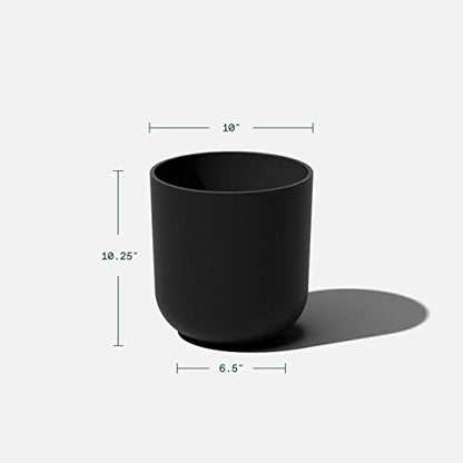 Veradek Round Black Plastic Planter Pots for Indoor/Outdoor Garden Use, with Drainage Holes, Suitable for Small to Large Succulent Plants, Flowers, Modern Interior Plants | Made From a Durable Plastic-Stone Composite With Pre-Drilled Drainage Holes. Moder