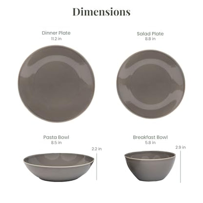 Larder & Vine Stoneware Dinnerware Set, 16 Piece, 4 Place Settings, Made in Portugal, French Gray - color: French Gray