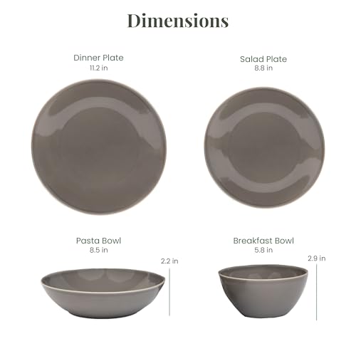 Larder & Vine Stoneware Dinnerware Set, 16 Piece, 4 Place Settings, Made in Portugal, French Gray - color: French Gray