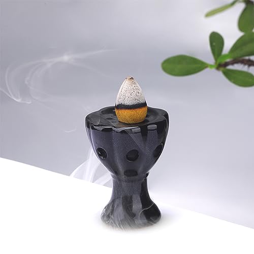 Mini Ceramic Incense Cone Holder, Waterfall Backflow Incense Burner, Incense Cone Burner Aromatherapy Ornament Home Decor for Yoga Meditation Office (Cup) - color: Cup Mini Incense Burner